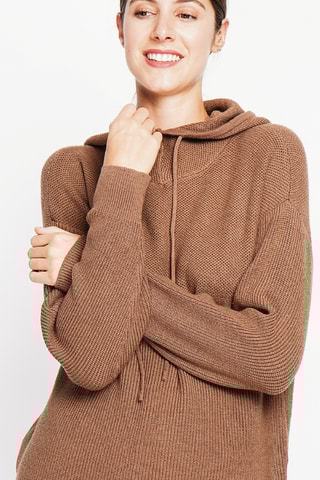 Camisola oversize com capuz - Castanho