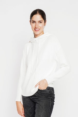 Camisola oversize com capuz - Branco