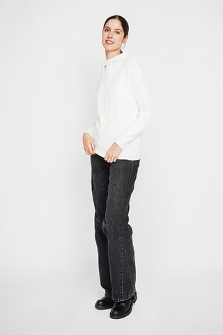Camisola oversize com capuz - Branco