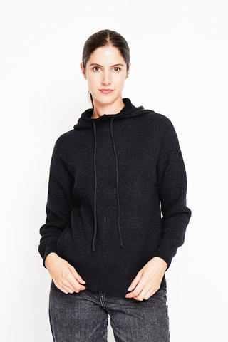 Camisola oversize com capuz - Preto