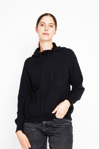 Camisola oversize com capuz - Preto