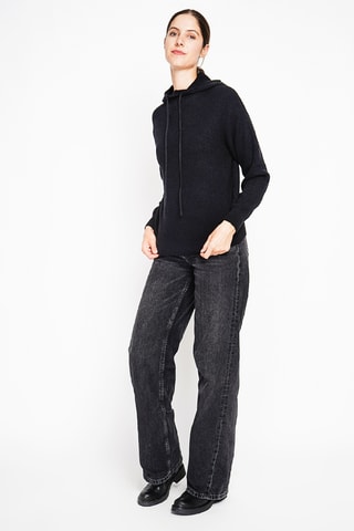 Camisola oversize com capuz - Preto