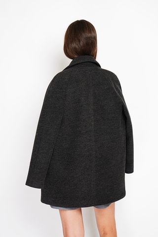 Sobretudo oversize de lã - Cinzento-escuro mesclado