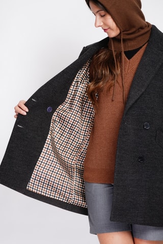Sobretudo oversize de lã - Cinzento-escuro mesclado