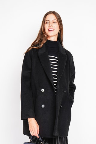 Sobretudo oversize de lã - Preto