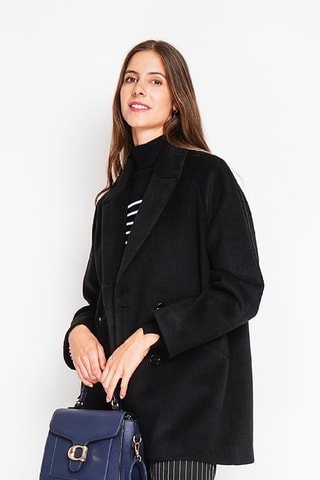 Sobretudo oversize de lã - Preto