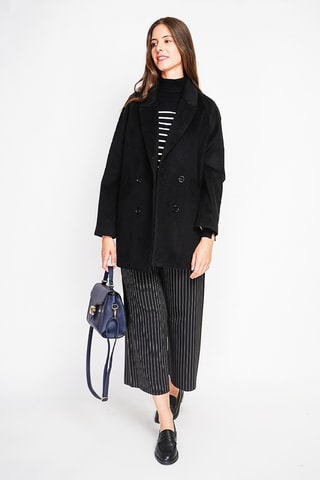 Sobretudo oversize de lã - Preto