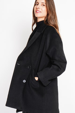 Sobretudo oversize de lã - Preto