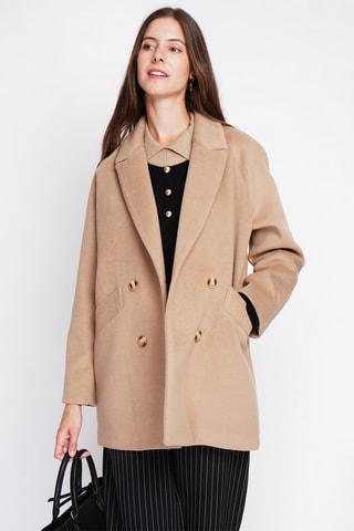 Sobretudo oversize de lã - Bege