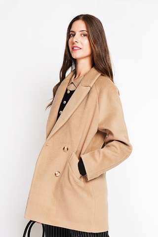 Sobretudo oversize de lã - Bege