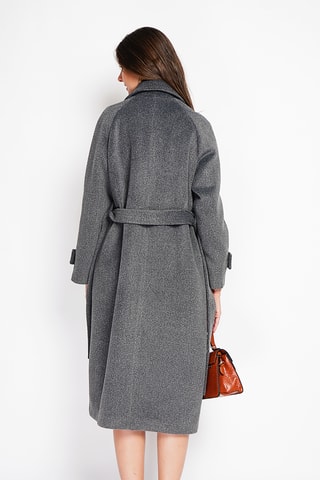 Sobretudo oversize de lã - Cinzento mesclado