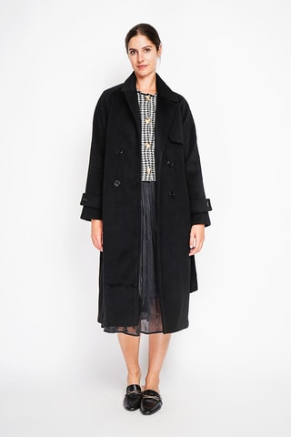 Sobretudo oversize de lã - Preto