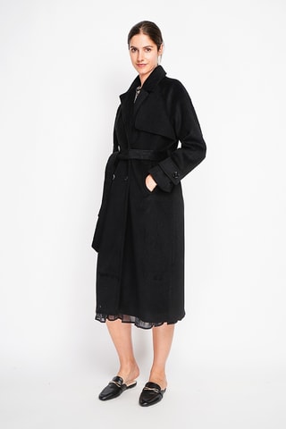 Sobretudo oversize de lã - Preto