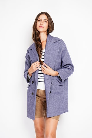 Sobretudo oversize de lã - Azul-lavanda mesclado