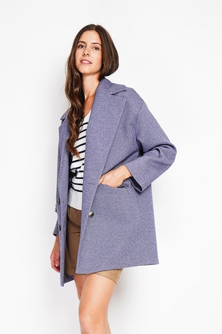 Sobretudo oversize de lã - Azul-lavanda mesclado