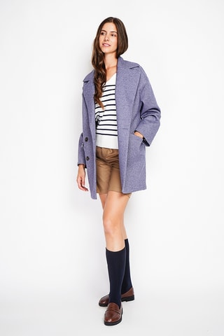 Sobretudo oversize de lã - Azul-lavanda mesclado