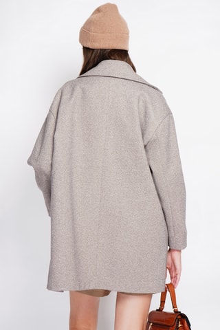 Sobretudo oversize de lã - Cinzento mesclado