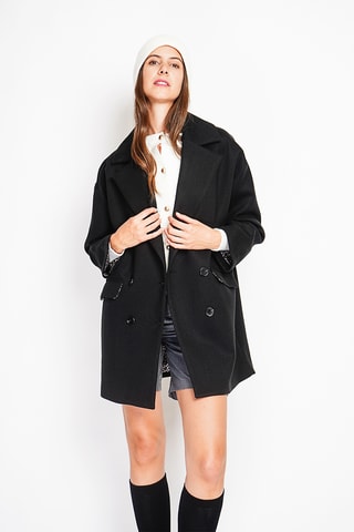 Sobretudo oversize de lã - Preto