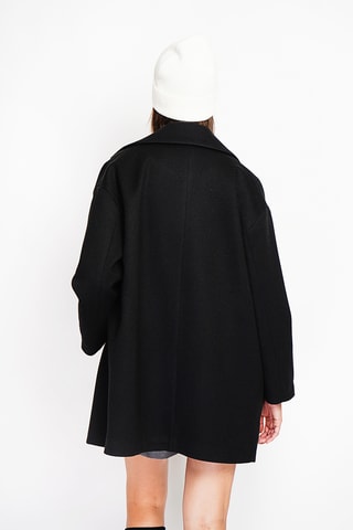 Sobretudo oversize de lã - Preto