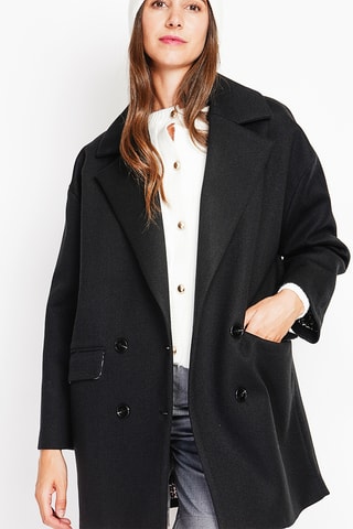 Sobretudo oversize de lã - Preto