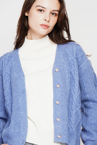 Casaco de malha oversize - Azul-cinza