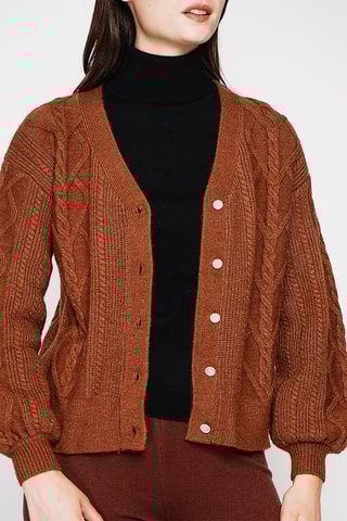 Casaco de malha oversize - Castanho