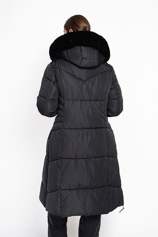 Doudoune longue à capuche - Noir