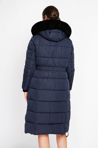 Doudoune longue à capuche - Bleu nuit