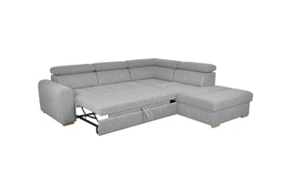 Canapé d'angle droit convertible Armand - Gris - Couchage 198 x 127 cm