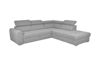 Canapé d'angle droit convertible Armand - Gris - Couchage 198 x 127 cm