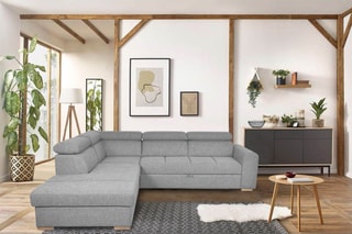Canapé d'angle gauche convertible Armand - Gris - Couchage 198 x 127 cm