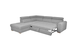 Canapé d'angle gauche convertible Armand - Gris - Couchage 198 x 127 cm