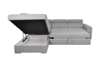 Canapé d'angle gauche convertible Armand - Gris - Couchage 198 x 127 cm