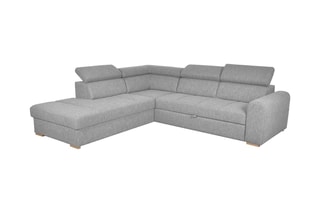 Canapé d'angle gauche convertible Armand - Gris - Couchage 198 x 127 cm