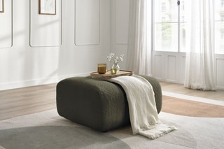 Pouf Talia - Kaki - En tissu bouclette