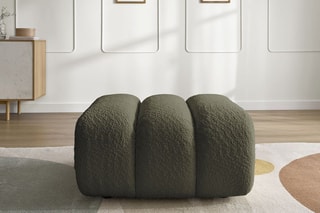 Pouf Talia - Kaki - En tissu bouclette