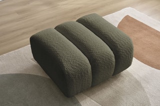 Pouf Talia - Kaki - En tissu bouclette