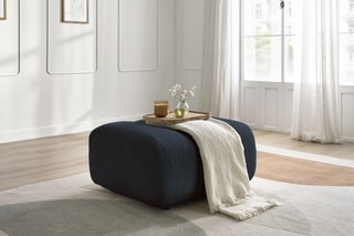 Pouf Talia - Bleu foncé - En tissu bouclette