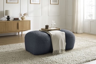 Pouf Hippolyte - Gris foncé - En tissu bouclette