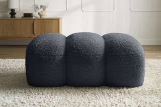 Pouf Hippolyte - Gris foncé - En tissu bouclette