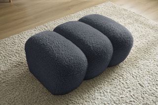 Pouf Hippolyte - Gris foncé - En tissu bouclette