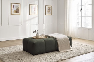 Pouf Everest - Kaki - En tissu chiné