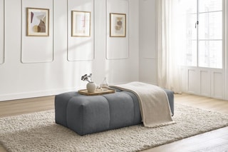 Pouf Everest - Gris foncé - En tissu chiné