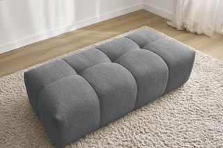 Pouf Everest - Gris foncé - En tissu chiné