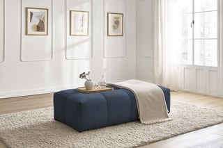 Pouf Everest - Bleu foncé - En tissu chiné