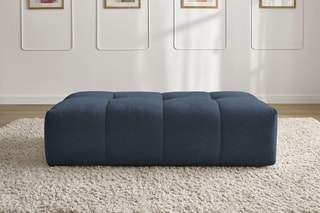 Pouf Everest - Bleu foncé - En tissu chiné