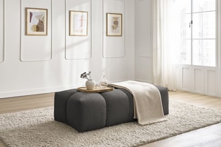 Pouf Everest - Gris foncé - En tissu texturé