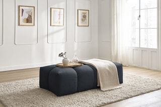 Pouf Everest - Bleu foncé - En tissu texturé