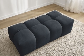 Pouf Everest - Bleu foncé - En tissu texturé