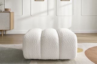 Pouf Talia - Blanc - En tissu bouclette